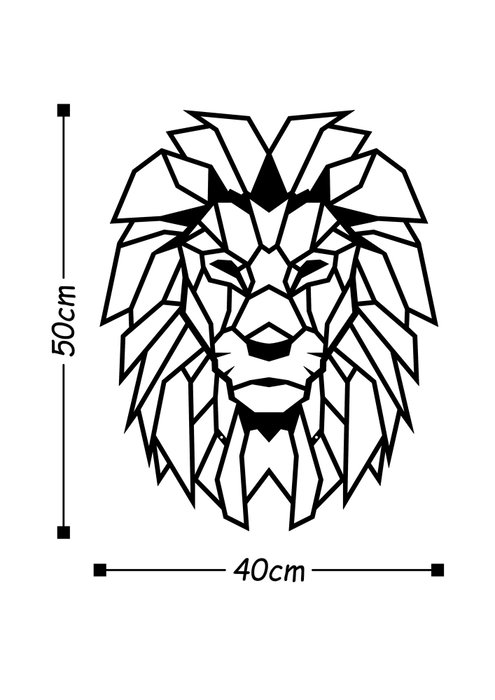 Wallity Lion Escultura de pared de metal negra